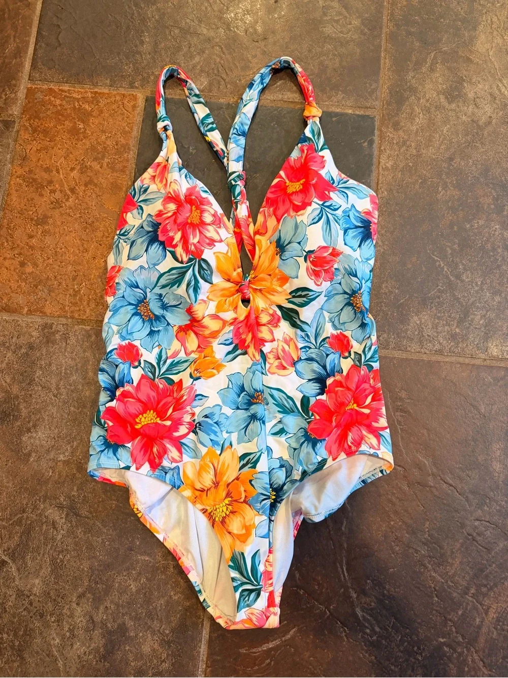 NWT Time & Tru Women's Floral Print One-Piece Swimsuit